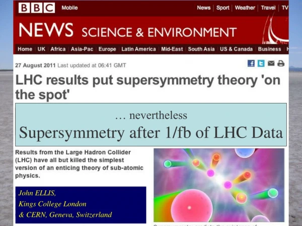 … nevertheless Supersymmetry after 1/fb of LHC Data