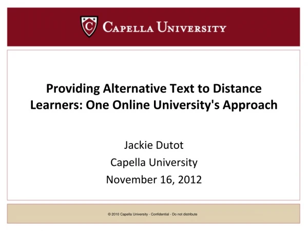 Providing Alternative Text to Distance Learners: One Online University's Approach