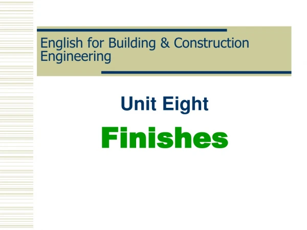 English for Building &amp; Construction Engineering