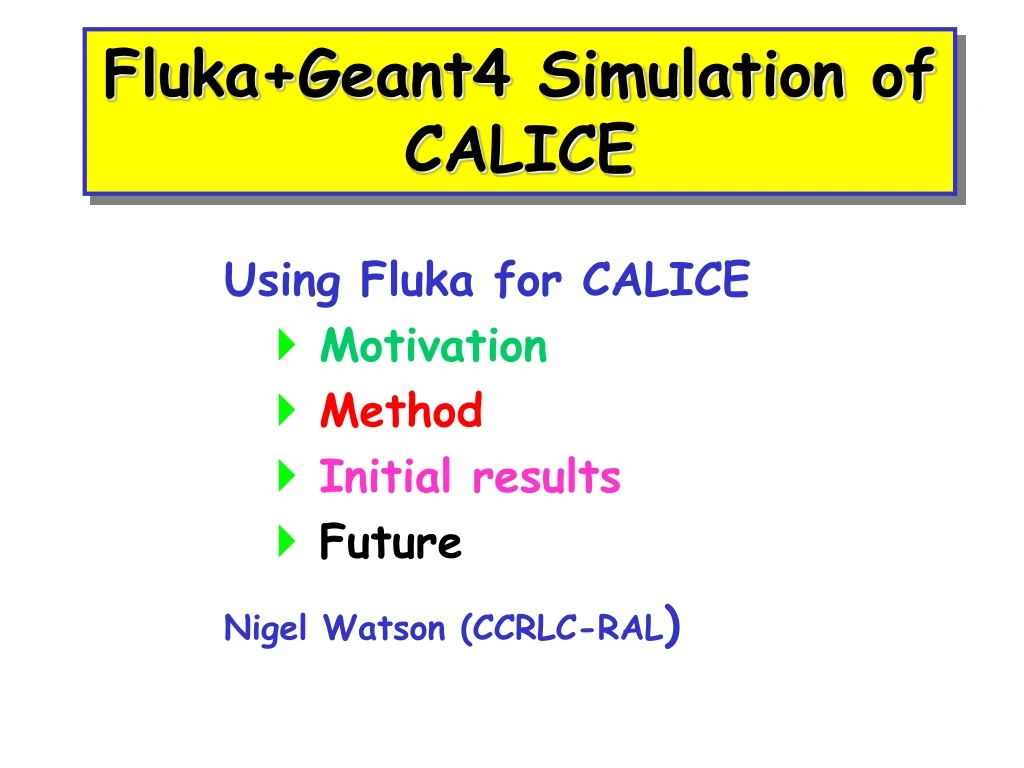 fluka geant4 simulation of calice