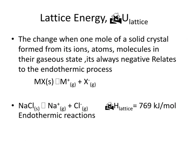 Lattice Energy, D U lattice