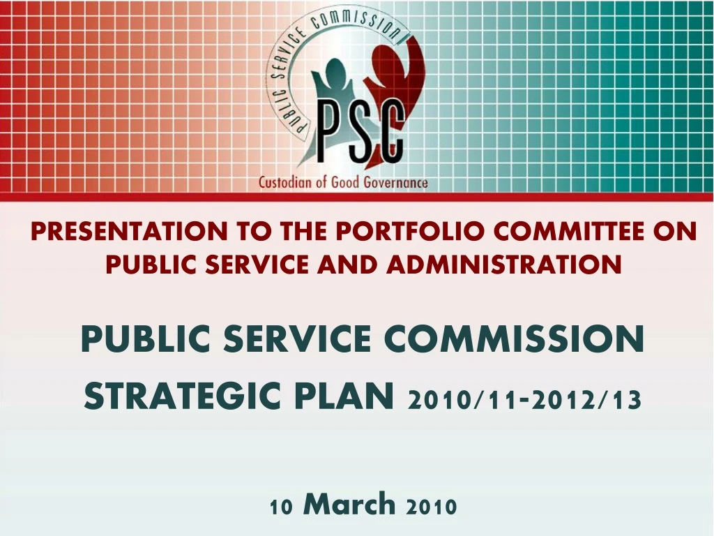 presentation to the portfolio committee on public