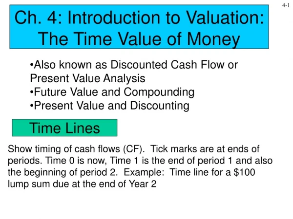 Ch. 4: Introduction to Valuation: The Time Value of Money