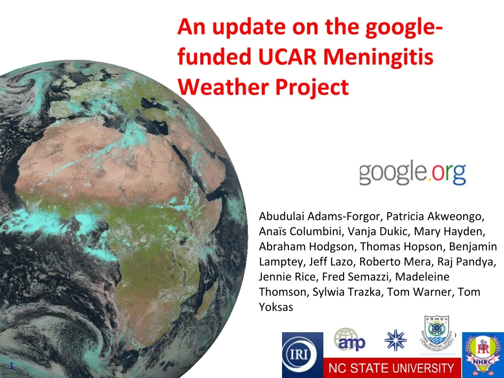 an update on the google funded ucar meningitis weather project
