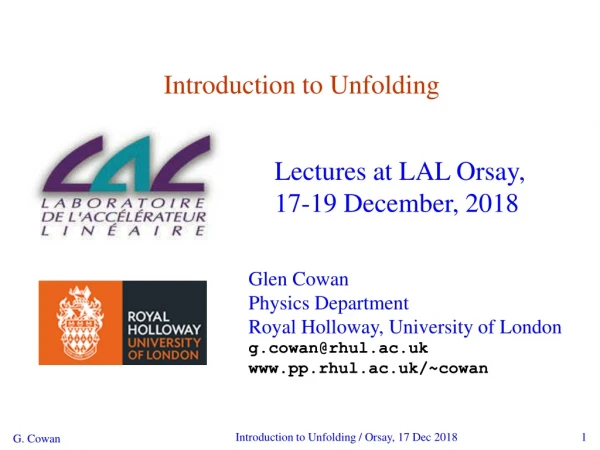 Lectures at LAL Orsay , 17-19 December, 2018