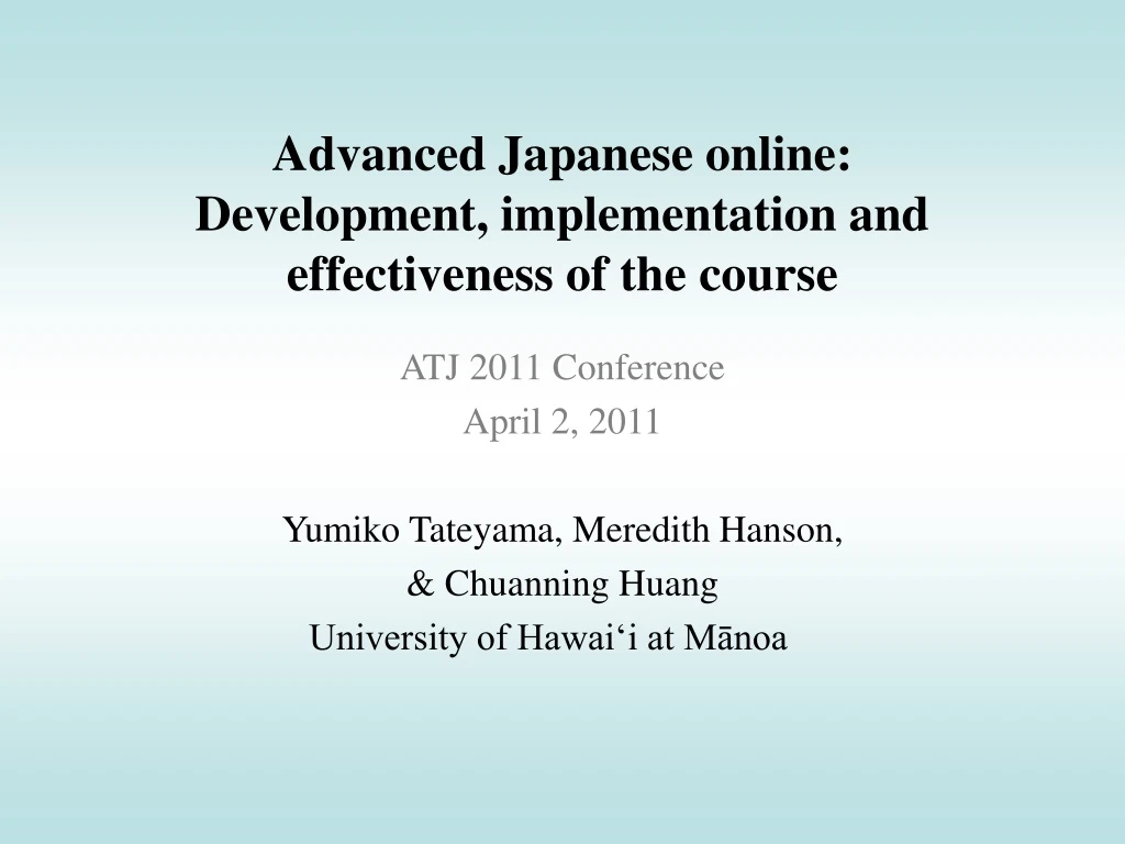 advanced japanese online development implementation and effectiveness of the course
