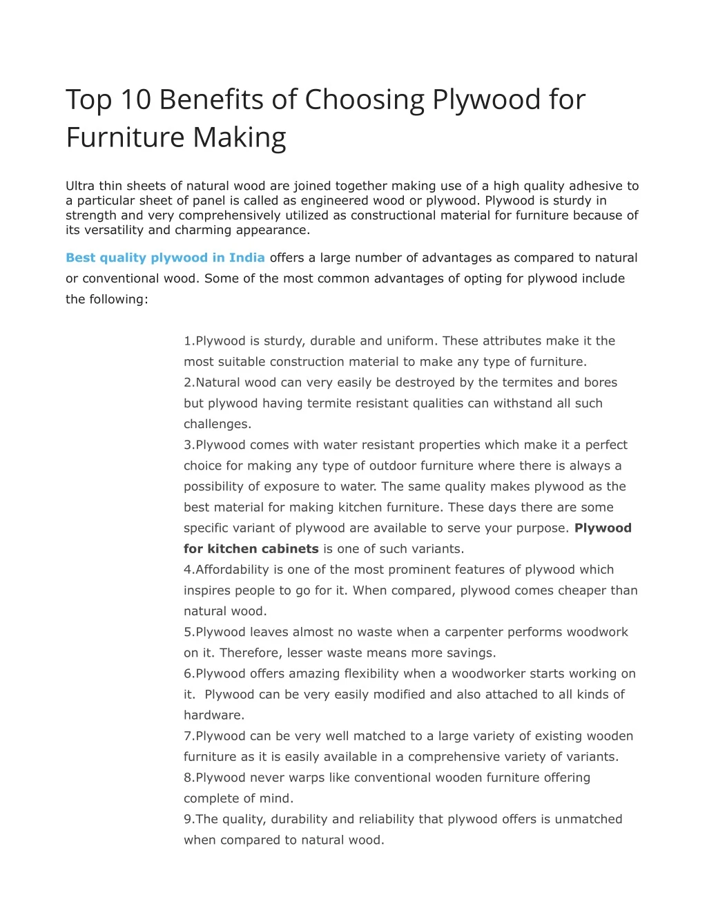 top 10 benefits of choosing plywood for furniture