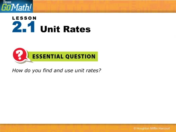 How do you find and use unit rates?