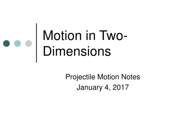 Motion in Two-Dimensions
