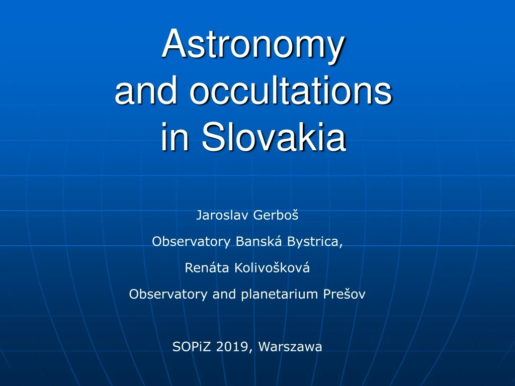 astronomy and o ccultations in slovakia