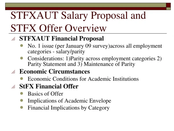 STFXAUT Salary Proposal and STFX Offer Overview