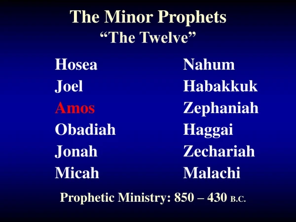 The Minor Prophets “The Twelve”