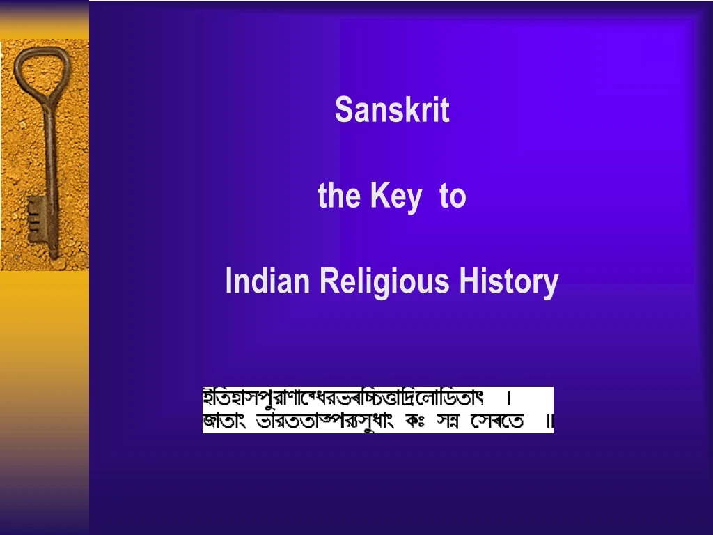 sanskrit the key to indian religious history