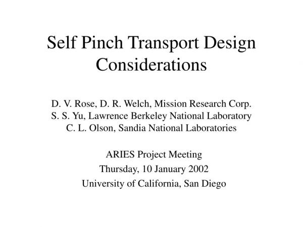 ARIES Project Meeting Thursday, 10 January 2002 University of California, San Diego