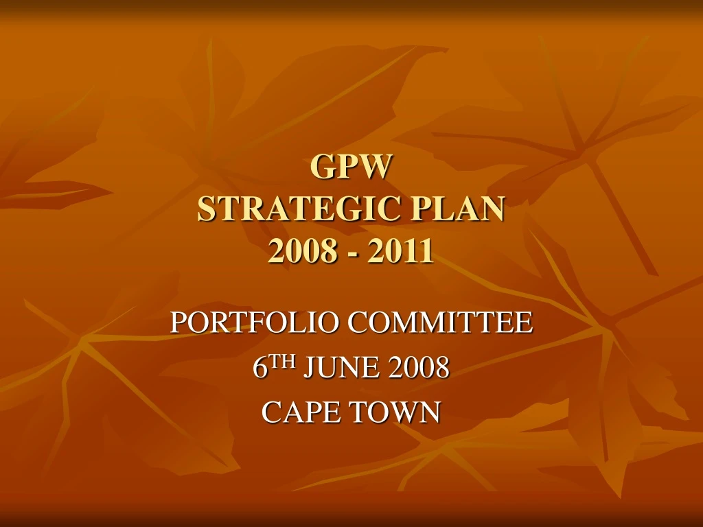gpw strategic plan 2008 2011