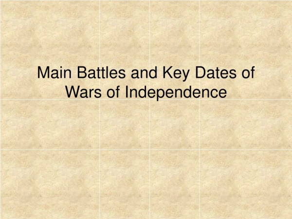 Main Battles and Key Dates of Wars of Independence
