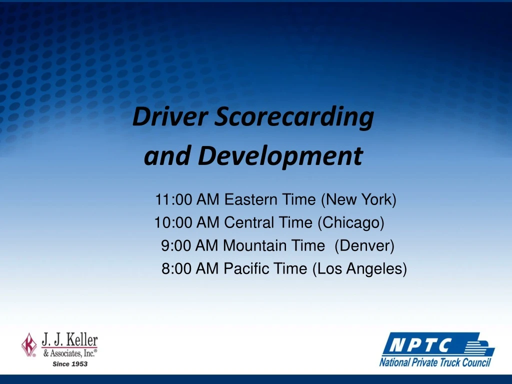 driver scorecarding and development