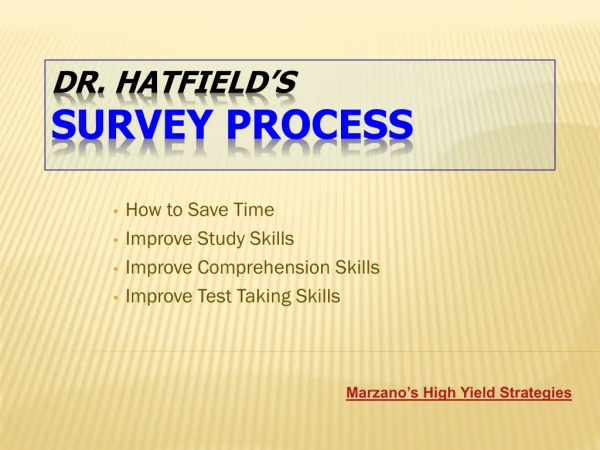 Dr. Hatfield’s Survey Process