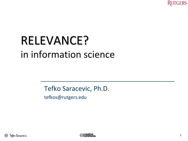RELEVANCE? in information science
