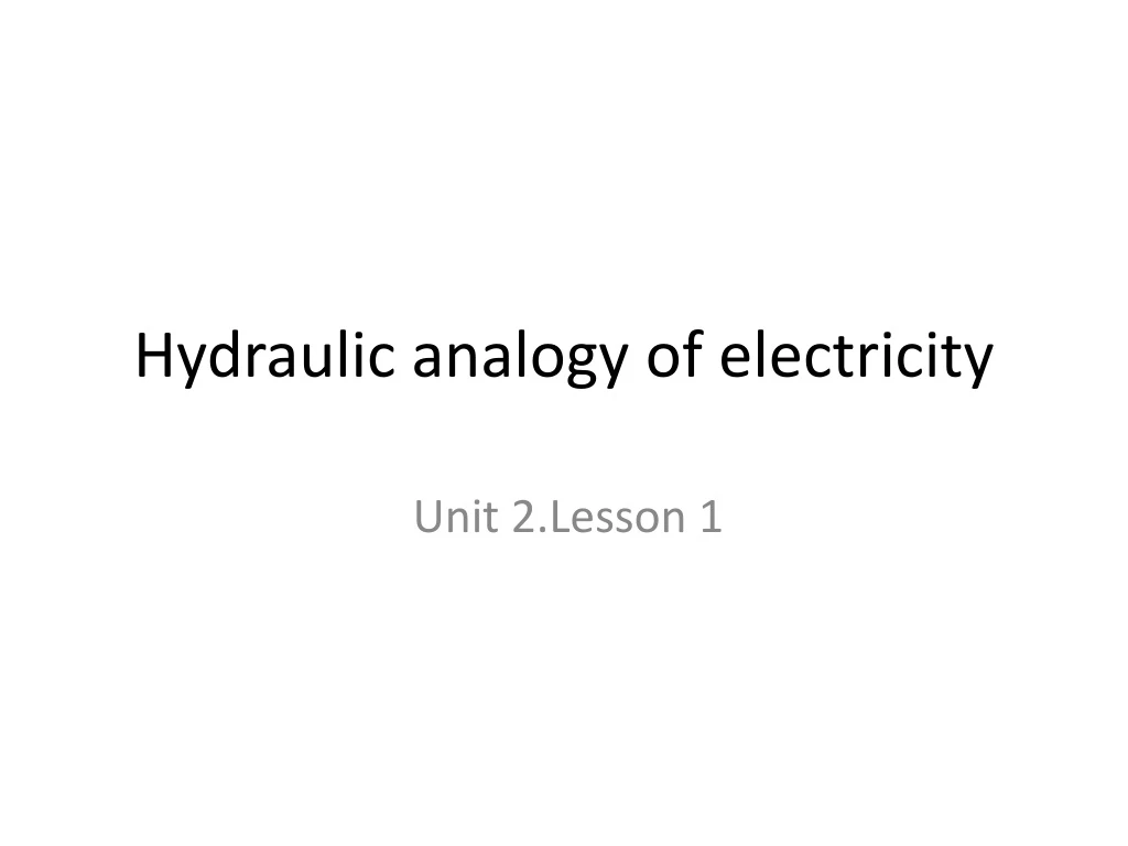 hydraulic analogy of electricity