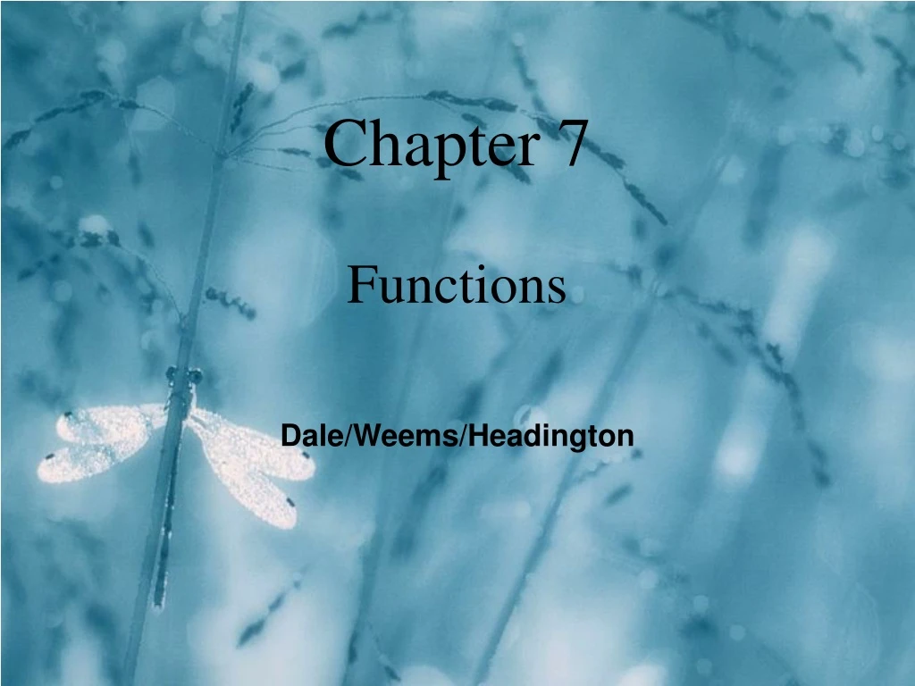 chapter 7 functions