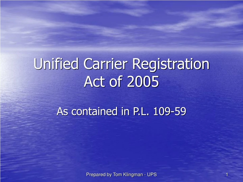 unified carrier registration act of 2005