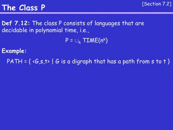 The Class P