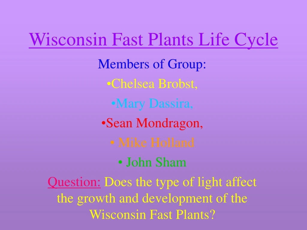 wisconsin fast plants life cycle