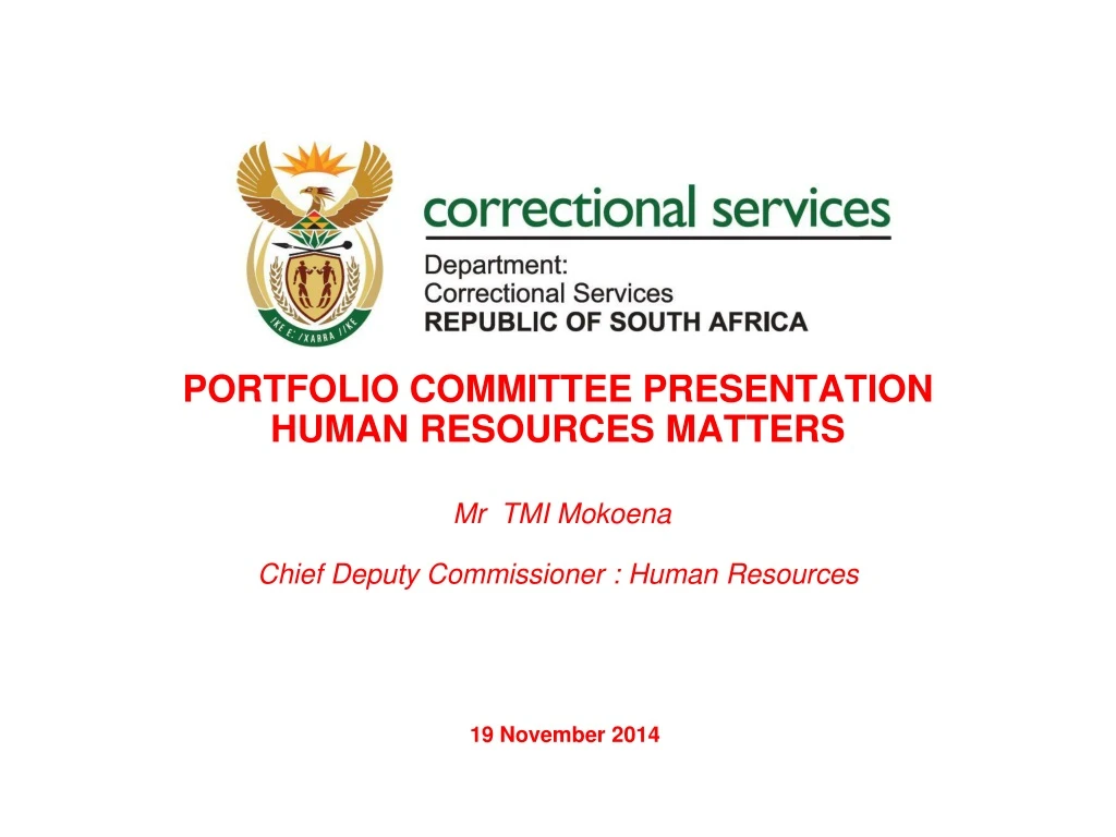portfolio committee presentation human resources matters