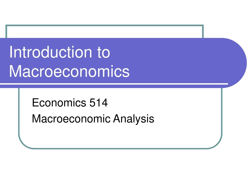 introduction to macroeconomics