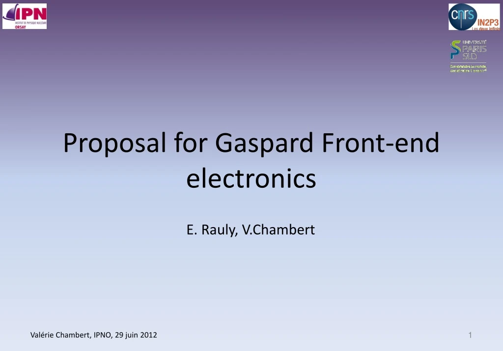 proposal for gaspard front end electronics