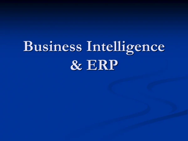 Business Intelligence &amp; ERP