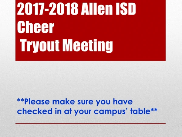 2017-2018 Allen ISD Cheer Tryout Meeting