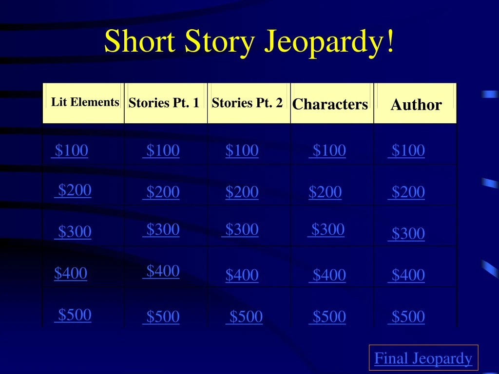 short story jeopardy