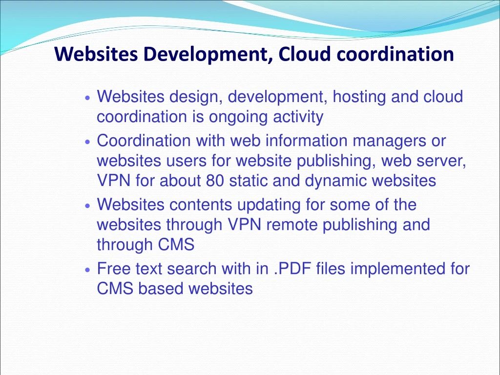 websites development cloud coordination