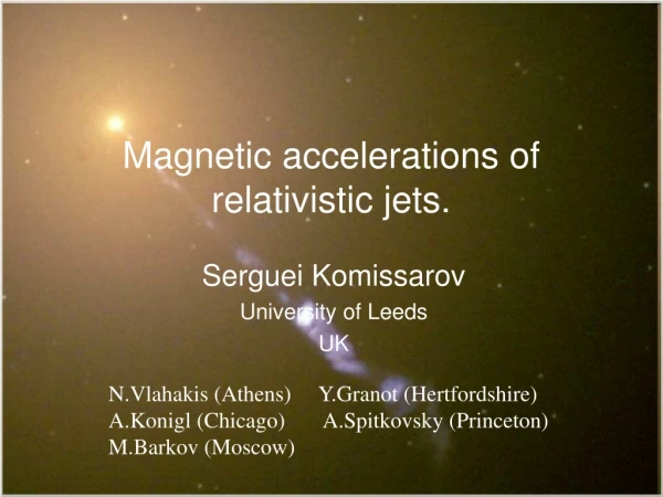 Magnetic accelerations of relativistic jets.