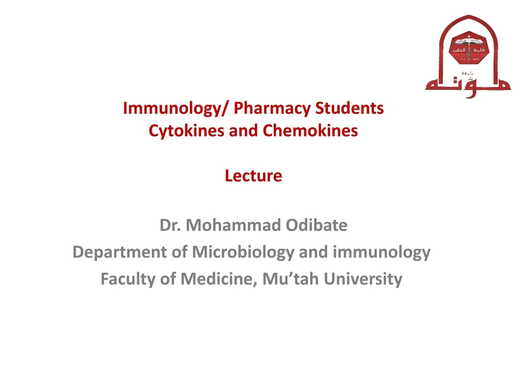immunology pharmacy students cytokines