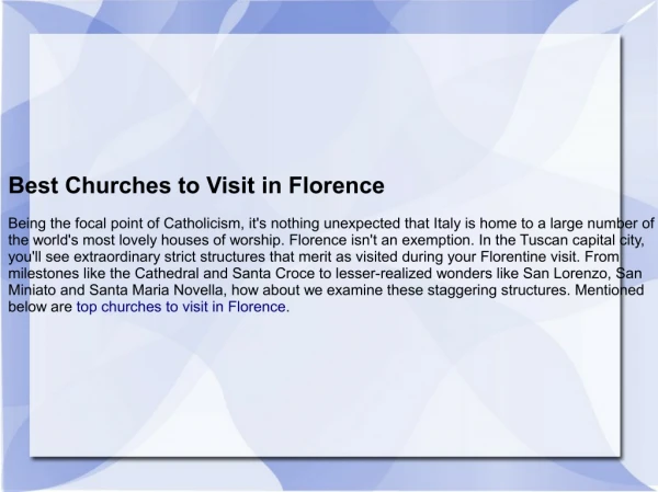 Best Churches in Florence