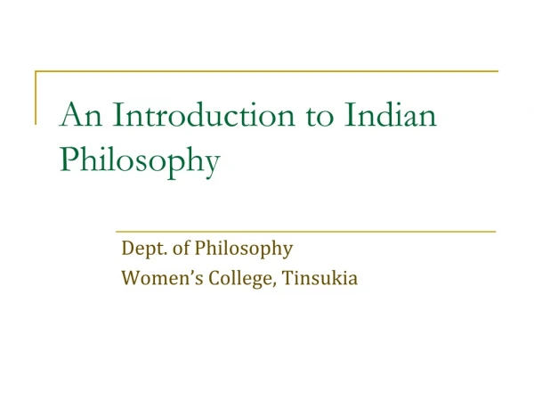 An Introduction to Indian Philosophy