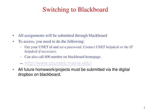 Switching to Blackboard