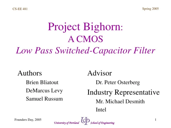 Project Bighorn : A CMOS Low Pass Switched-Capacitor Filter