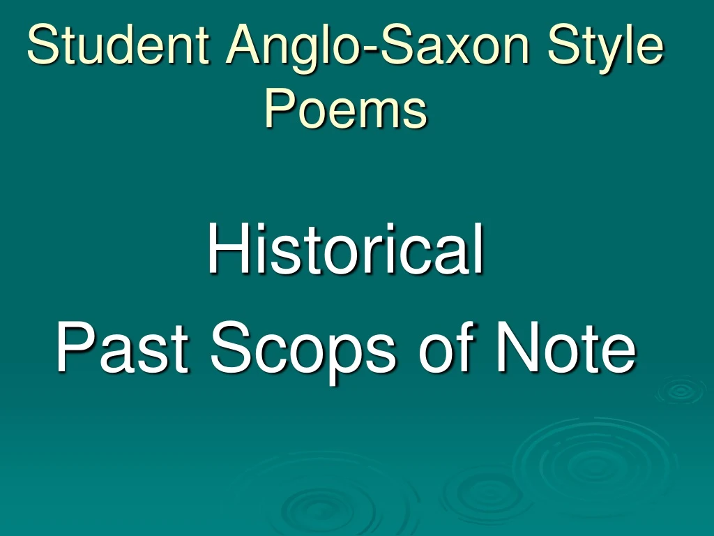 student anglo saxon style poems