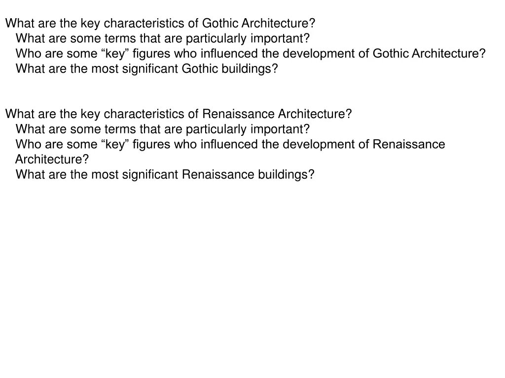 what are the key characteristics of gothic