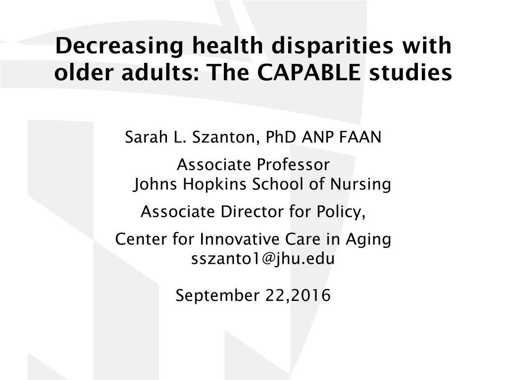 decreasing health disparities with older adults the capable studies