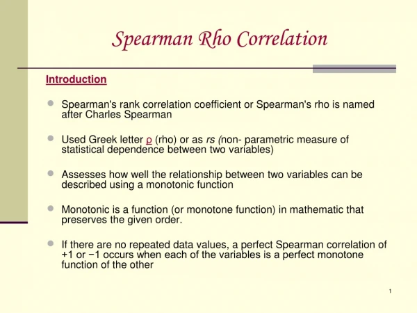 Spearman Rho Correlation