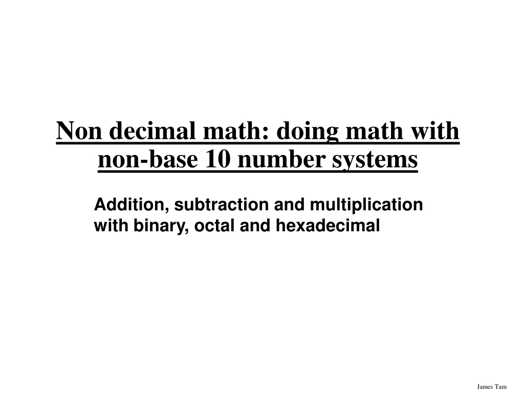 non decimal math doing math with non base 10 number systems