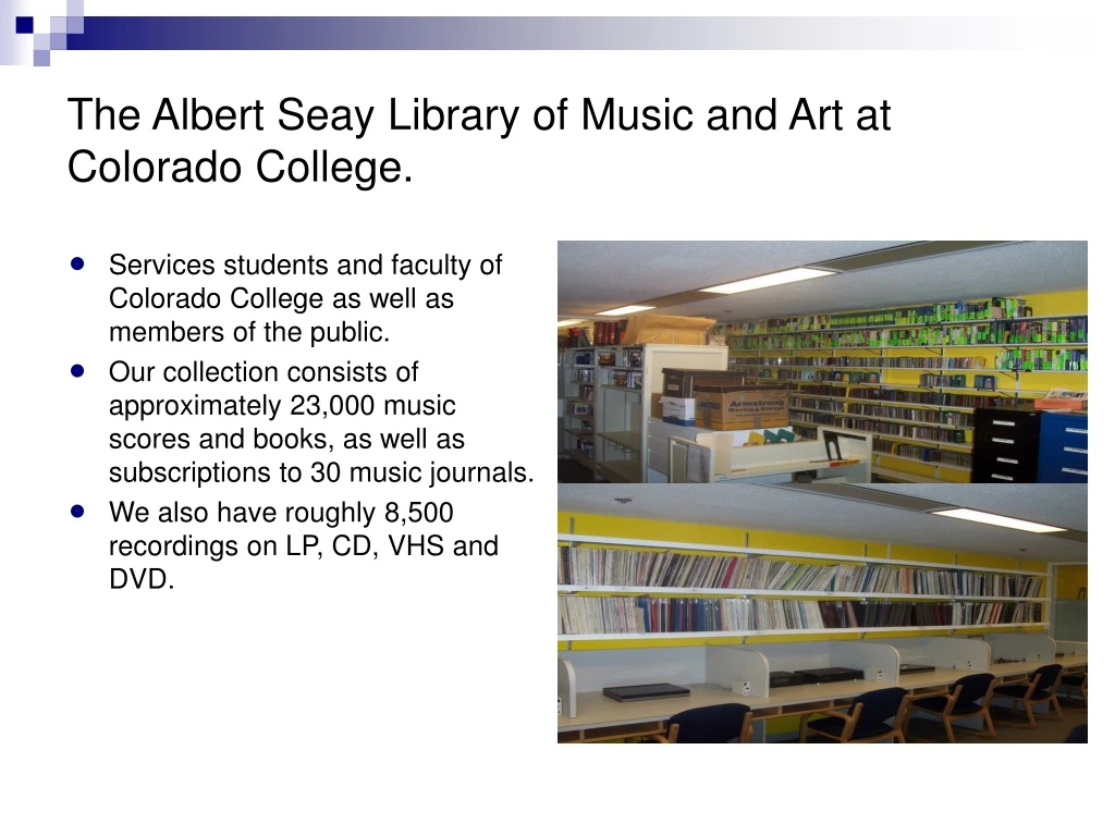 the albert seay library of music and art at colorado college