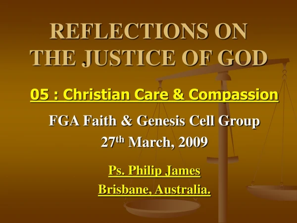 REFLECTIONS ON THE JUSTICE OF GOD