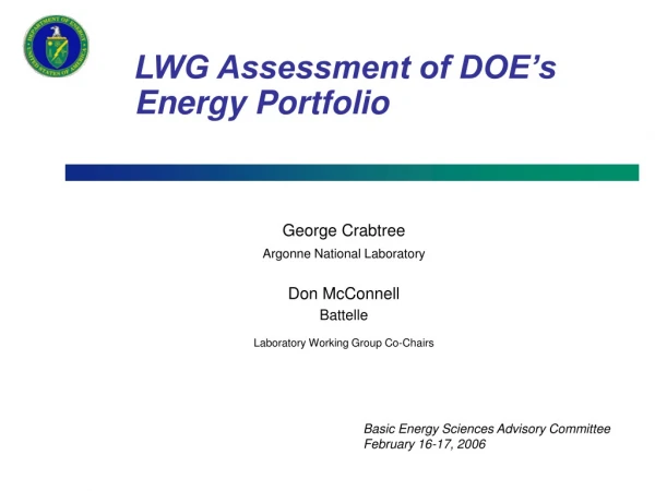 LWG Assessment of DOE’s Energy Portfolio