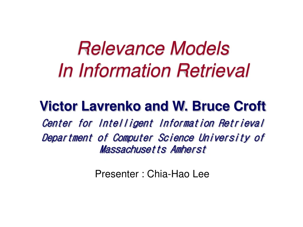 relevance models in information retrieval